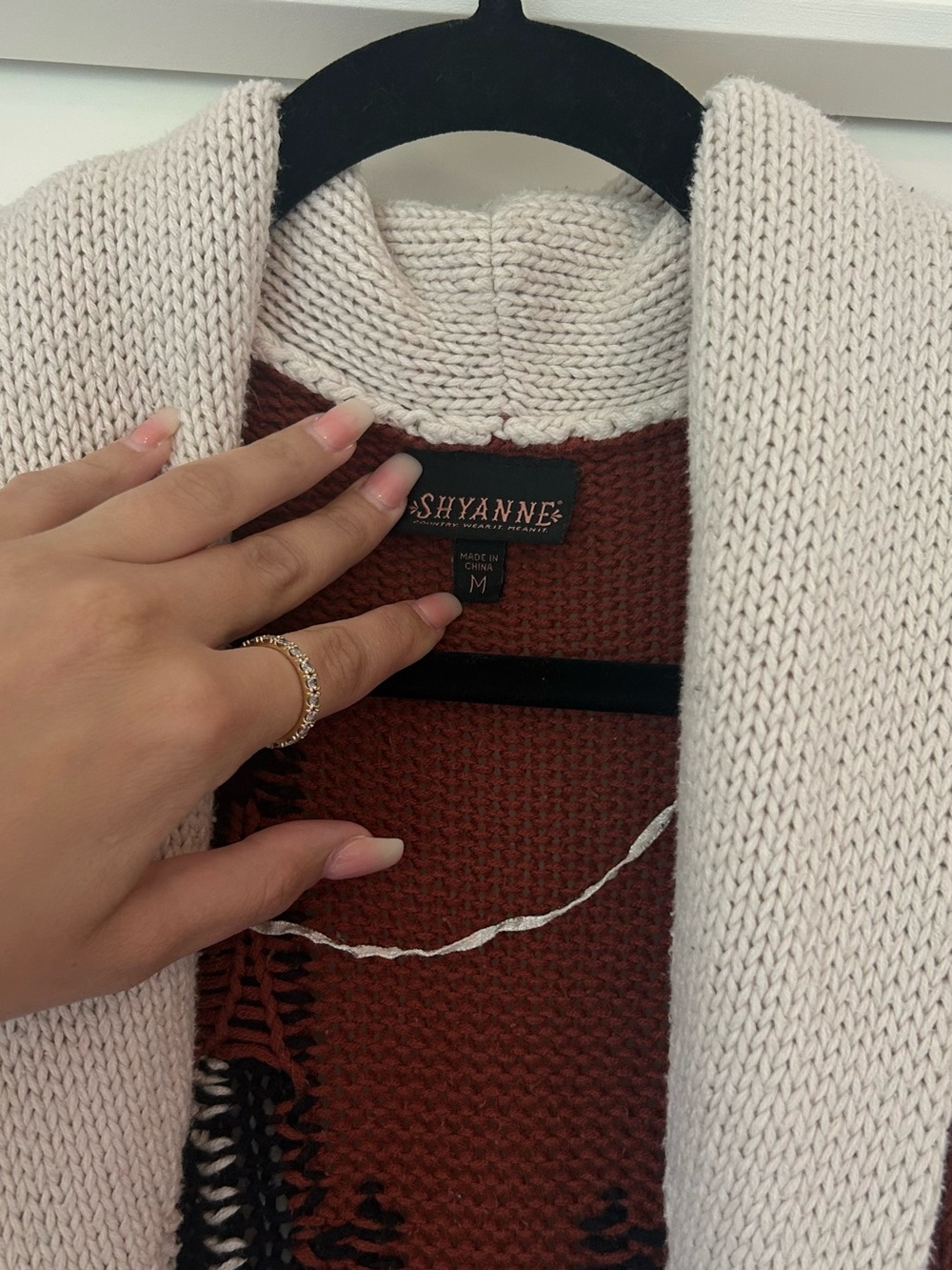 Shyanne Cream and Brown Patterned Cardigan - Picture 2 of 5